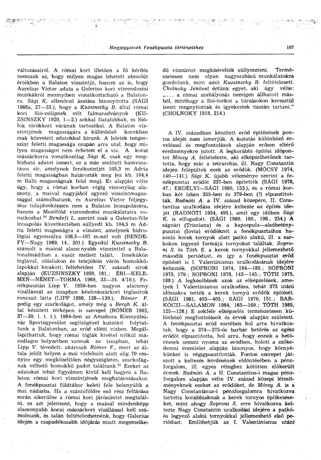 Megjegyzések Fenékpuszta történetéhez 107 változásairól.