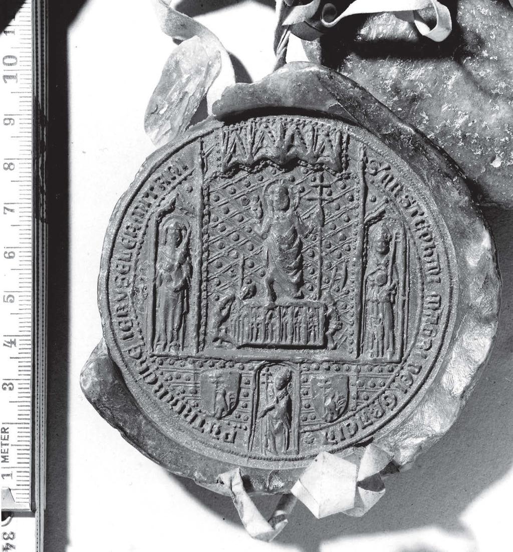 121 4. kép. Szigeti István jeruzsálemi pátriárka, kalocsai érsek pecsétje, 1380; Bécs, HHStA, Familienurkunden 283/2. Fotó: HHStA országon kevéssé vettek tudomást, ők maguk nagyon is komolyan veszik.