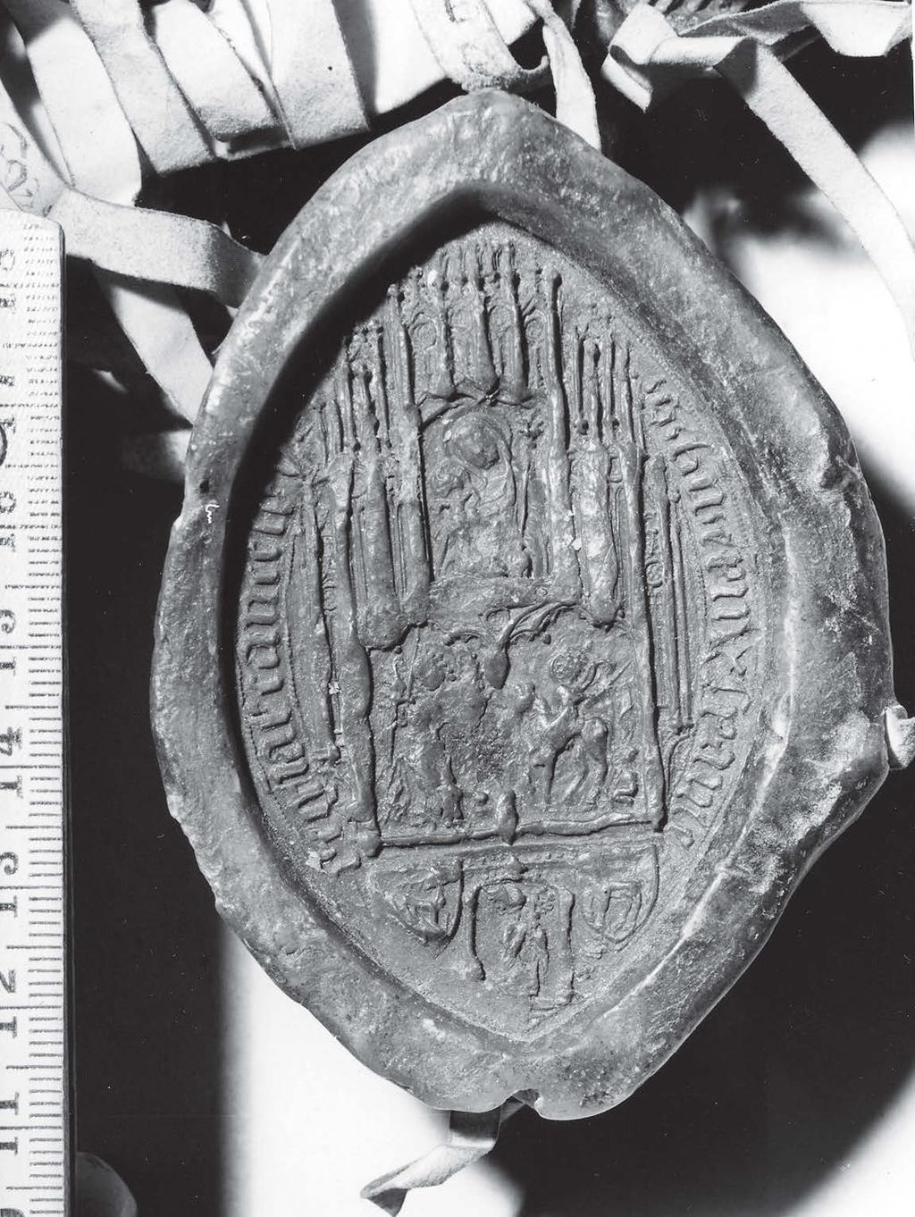 (12; 12) et Benedictus Vesprimiensis ecclesiarum [episcopus] - her Benedict bischof zu Vezzsprem [Himházi Benedek veszprémi püspök] A szalagokon: 1 Vesprimiensis episcopi, 2 Wesprimiensis.