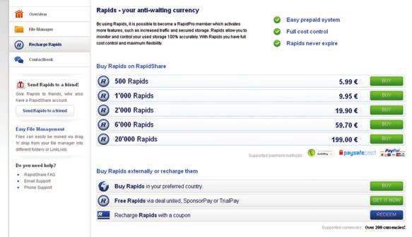 A link elméletileg a már létrehozott RapidSharefiókunkba vezet; amennyiben valami miatt nem ez történne, úgy a jobb felső sarokban található login (bejelentkezés) gombra kattintsunk, írjuk be a