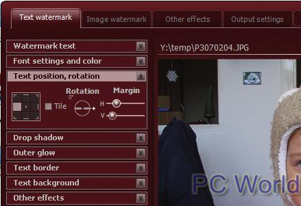 A vízjel szövege a Watermark text opció alatti mezőben változtatható meg, az Opacity csúszkával pedig az átlátszóságát szabályozhatjuk.