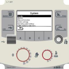 A készülékvezérlés kezelése Készülékkonfiguráció (rendszer) 1 0 l 50mm 2 DE - Abgleich Leitungswiderstand EN - Cable resistance alignment FR - Alignement résistance ligne IT - Compensazione