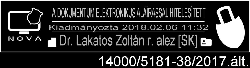 Érvényessége: 2018. február 07. napjától visszavonásig Dr. Lakatos Zoltán r.