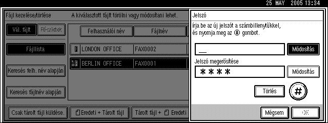 A Document Server használata A jelszó módosítása A Nyomja meg az [Jelszó módosítása] gombot. B Nyomja meg a felsõ [Módosítás] gombot.