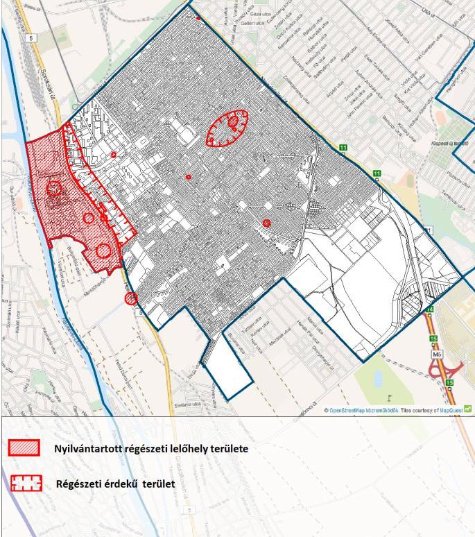 Régészeti védettségek: területi és egyedi A kerületben összefüggő régészeti terület csak a Duna mentén helyezkedik el, míg kisebb, szórványos lelőhelyek megtalálhatóak a kerület belső területein is -