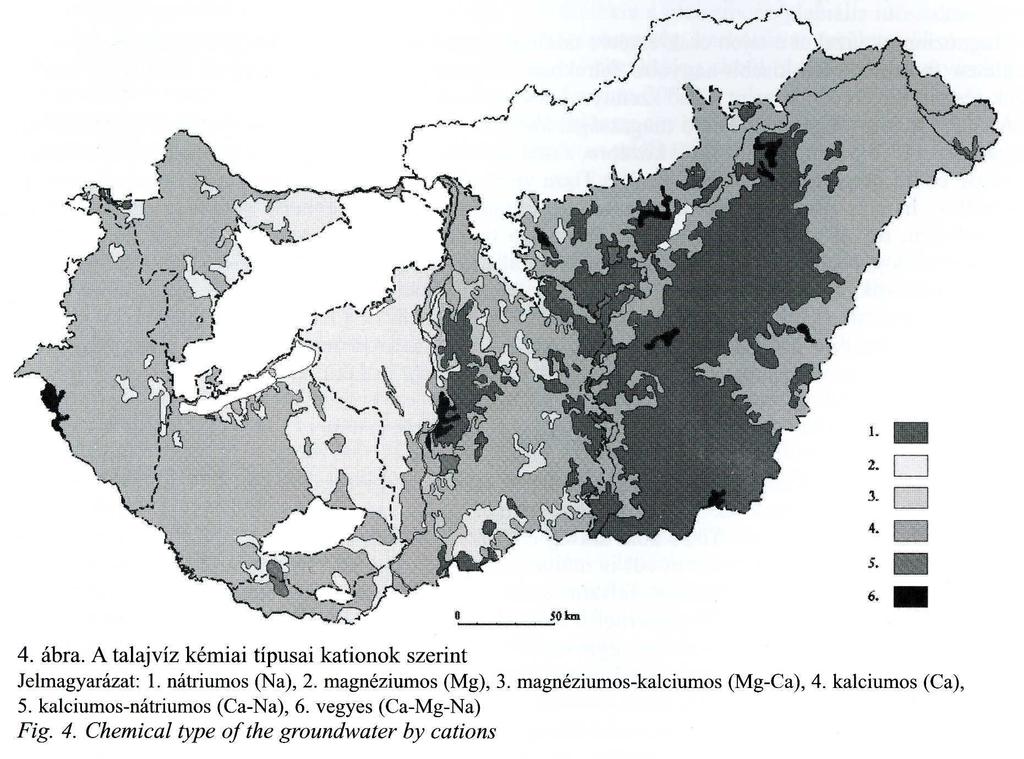 Mg-Ca, 4. Ca, 5. Ca-Na, 6. Ca-Mg-Na. A talajvízszint ingadozásának szezondinamikájától függően a kapilláris transzport 150 200 mm/év értéket is elérhet.
