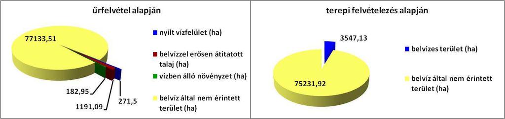 A két adatnyerési eljárás összevetése során azt tapasztaltuk, hogy a terepi felvételezés adatai alig egyeznek meg a műholdfelvétel alapú kiértékelés adataival.