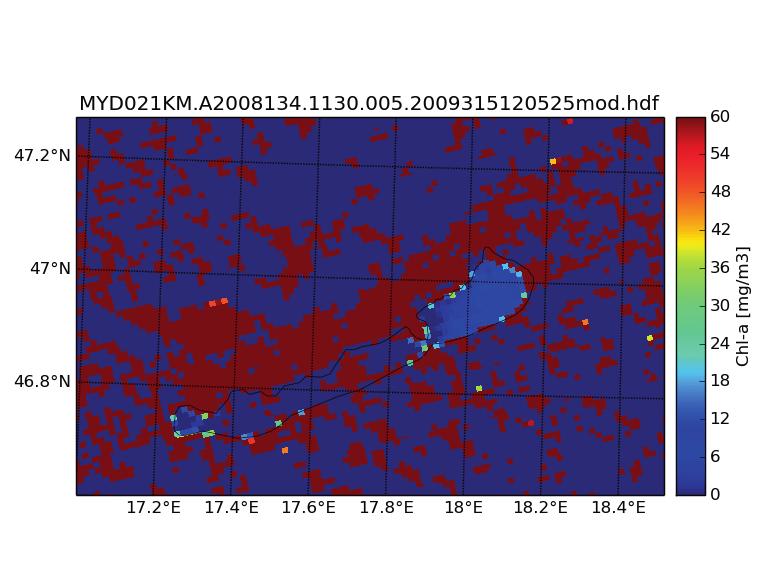 Az illesztéssel kapott eredmények használatát elsőként a 2009. 08. 17-ei Terra/ MODIS felvételen teszteltük.