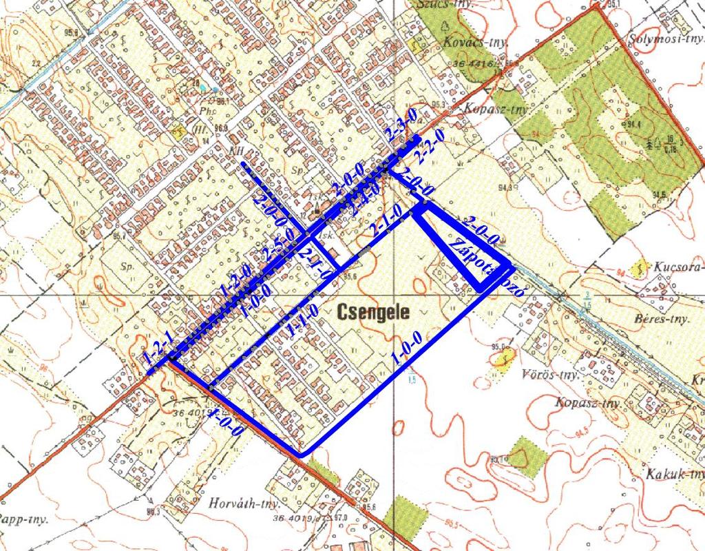 Részlet a belterületi déli részére készített belvízelvezetési vízjogi létesítési enegdély tervből (Fregatt-Plan 2017.) Szerkezeti terv részlet (Majsai út melletti víztározó) 6.