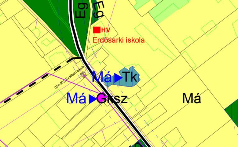 18. Gksz jelű kereskedelmi szolgáltató területi besorolást kap a Pántlika út melletti külterületi bolt telekrésze, mindössze 0,1 hektár.