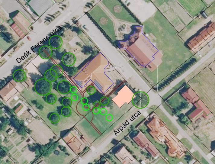 . Közhasználatú zöldfelületek Közpark, közkert, játszóterek, intézménykertek: Szt. Imre téri templom és közkert A templom előtt rózsa kiültetés, a parókia előtt Thuja sor található.