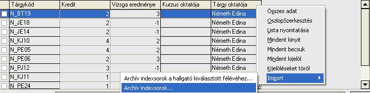 A felületen a szokásos alapadatokon ( Tárgynév, Tárgykód ) kívül a Tárgyfelelős, valamint a Leírás (tárgyé) mezők is megjelennek.