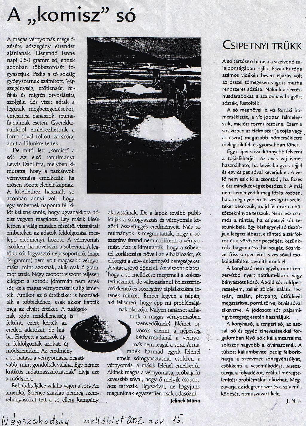 30./21 A kalibrálási csaláson alapuló népirtást elmesélő Népszabadság Magazin cikk (2002. november 15.
