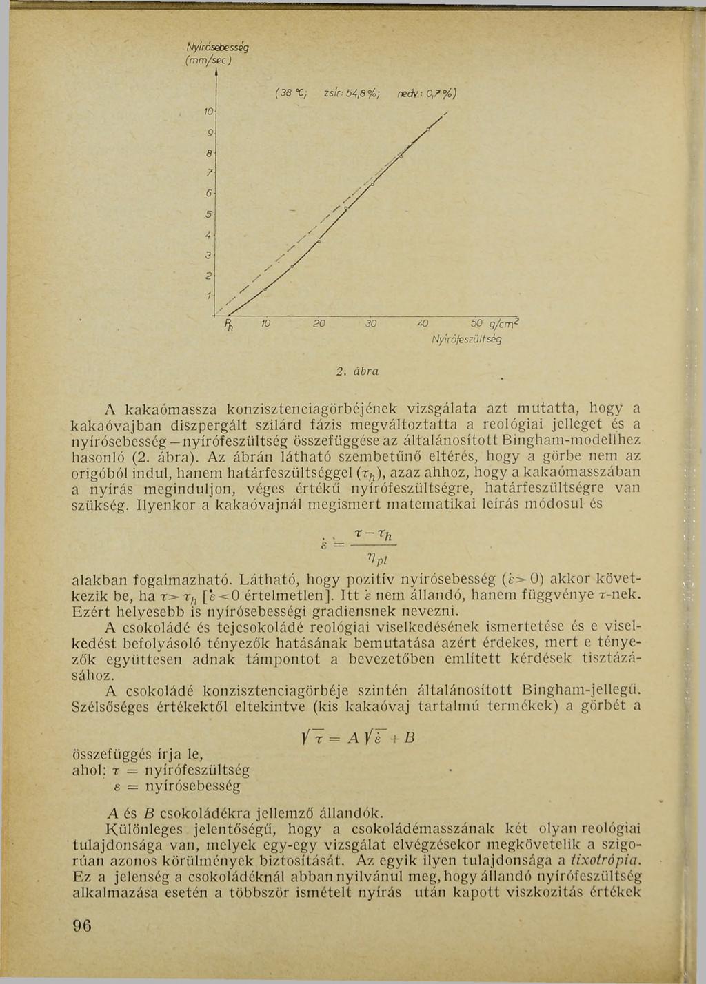 Nyírósebesség (mm/sec ) ю (38 X; zsír: 54,8%; nedv:. 0,7%) ъ *> 20 30 40 50 д /ст г Nyiráfeszültség 2.