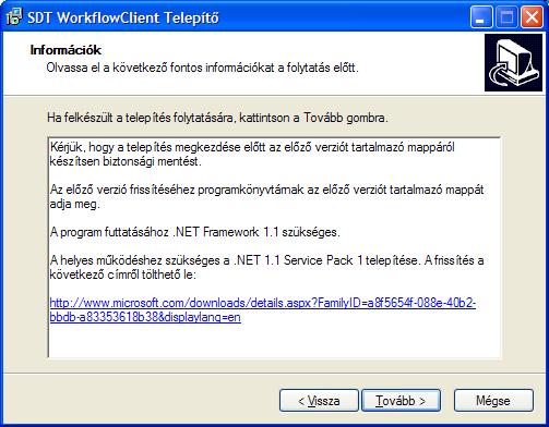 A Tovább gombot megnyomva a telepítési könyvtár kiválasztása történik meg.