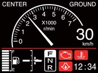 INFORMÁCIÓK Analóg fordulatszám- és sebességmérő üzemmód Fordulatszámmérő üzemmód Motor pozíciója Motorfordulatszám Szárazföldi/vízi Sebesség*