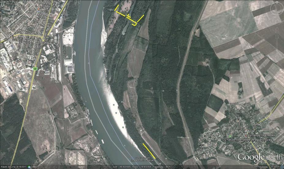 13.8-10. ábra Mintavételi helyek a Tolnai-Duna Dunaszentbenedeki-erdő térségében. A Tolnai-Duna Foktői-erdő térségében kijelőlt mintavételi terület (13.8-11.