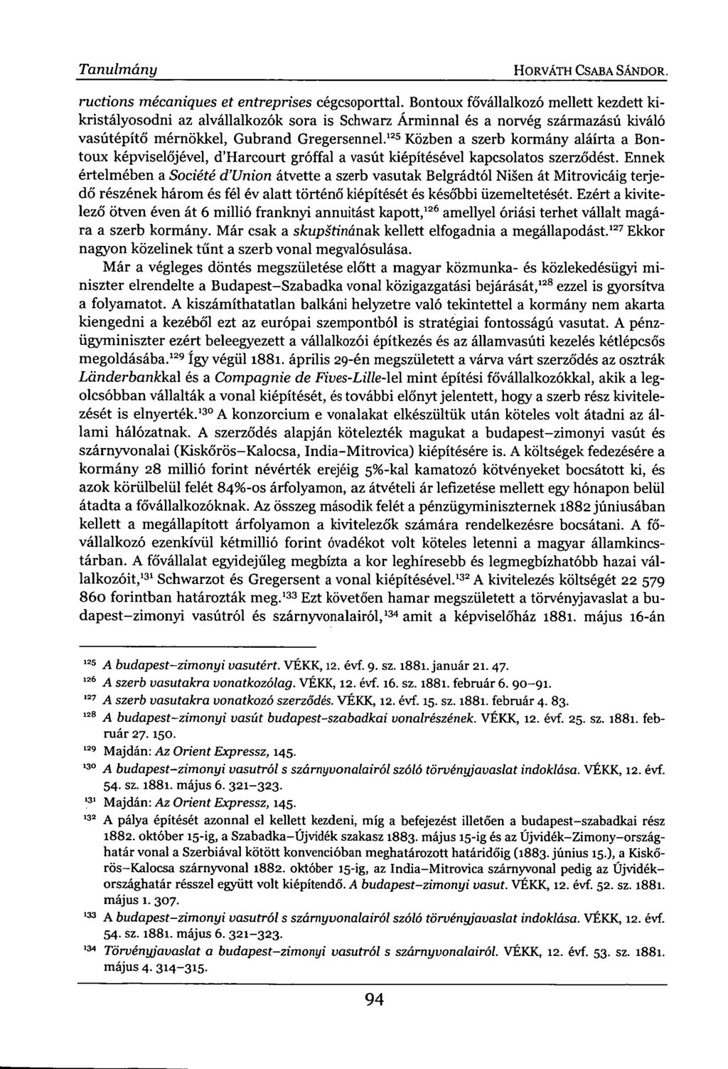 Tanulmány HORVÁTH CSABA SÁNDOR. ructions mécaniques et entreprises cégcsoporttal.