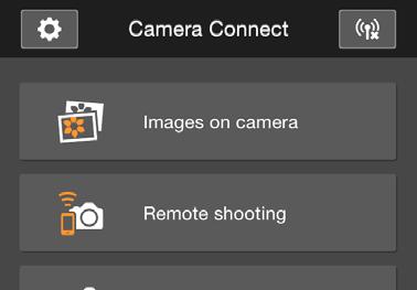 A fényképezőgép működtetése okostelefonnal A kapcsolat bontása A kapcsolat bontásához végezze el az alábbi műveletek egyikét. Az okostelefon Camera Connect képernyőjén koppintson a [t] elemre.