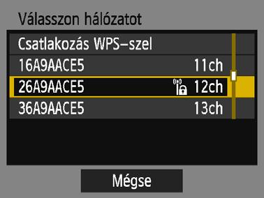 Manuális csatlakoztatás egy észlelt hálózathoz (1) (2) (3) 4 Válasszon hozzáférési pontot.