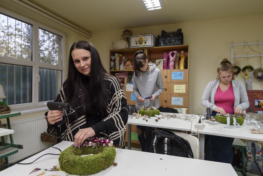 A virágdekoratőr-képzés keretében megrendelésre is készítenek szezonális dekorációkat a diákok A tankertészetben az üvegházak és a fóliák mellett szaporítóház is van, ahol mintegy 100 150 ezer