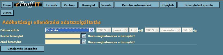 A választható szűrési funkciók: A program lehetővé teszi, hogy a lekérdezett