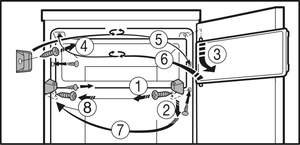 Üzembe helyezés u Vegye ki a bal alsó távtartót Fig. 4 (13) az ajtóból. Fig. 4 Fig.