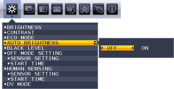 Az Auto Brightness (Automatikus fényerő) funkció használata Beállítható, hogy az LCD képernyő fényereje a helyiségen belüli környezeti megvilágításhoz igazodva nőjön vagy csökkenjen.