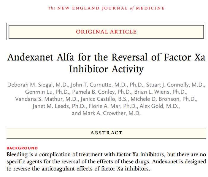 AntidoteforXa inhibitors N