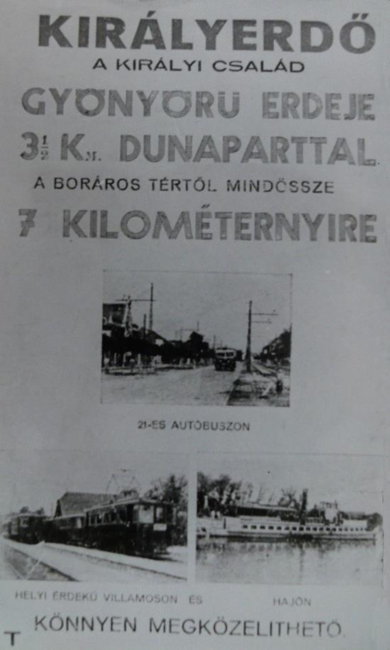 A királyerdei szuburbán terület ingatlanfejlesztési plakátja Forrás: CSHVE kézirattára A projekt azonban teljesen másképpen valósult meg az eredeti