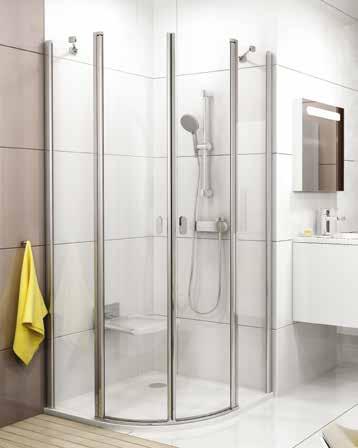 Negyedköríves zuhanykabin 193 400,-tól CSKK4 - négyrészes, negyedköríves kifelé és befelé nyílózuhanykabin A keret nélküli zuhanykabin a hagyományos zsanérok helyett az egyedülálló formavilágba