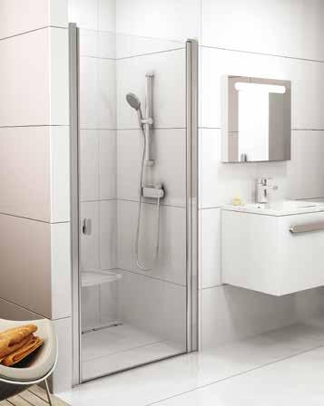 Ajánlott zuhanytálcák: Elipso, Elipso Pro, Elipso Pro Chrome, vagy zuhanyfolyóka, vagy padlóösszefolyó 6 Zuhanyajtók Színváltozat KRÓMHATÁSÚ SZATÉN CSD1 - egyrészes zuhanyajtó Az ajtó kifelé és