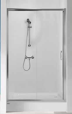 D2/T5b zuhanyajtó (tolóajtós) 1 db eltolható ajtóval (átfordítható!) eépíthető zuhanytálcával vagy közvetlenül a padlóburkolatra. z eltolható elem a fix rész mögé gördül.