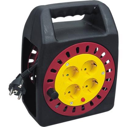 Kábeldobok, műanyag/ cable reels, plastic IP20 25184 Kábelbox műanyag 4 dugaljjal, hőkioldóval Cable box plastic, 4-fold,with thermo-switch
