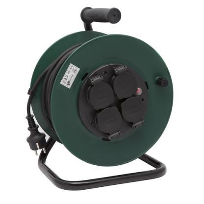 Kábeldobok, műanyag/ cable reels, plastic IP44 19821 Kábeldob, műanyag 4 dugaljjal, hőkioldóval Cable reel plastic, 4-fold,with thermo-switch 250V, 16A, 25m, H05RR-F 3x1.