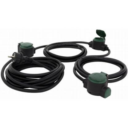 Lengő hosszabbítók/ extension cables 10m IP44 6606H Földelt lengő hosszabbító csapfedeles Extension cable with flap, red 250V, 10A, 10m, H05RR-F 3x1.