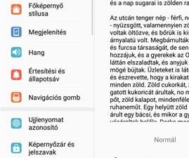 Csúszka húzása a betűméret beállításához A betűméret csökkentése érintésre A betűméret növelése érintésre A képernyő