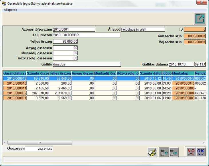 Ok-záskor a GARO számlák beemelődnek az előző ablakra: Ezután kell tételenként, azaz GARO