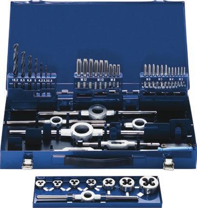 szám: C705 045 Menetfúró méretek: M3; M4; M5; M6; M8; M10; M12 DIN352 szerint Csigafúró méretek: Ø2,5 ; Ø3,3 ; Ø4,2 ; Ø5 ; Ø6,8 ; Ø8,5; Ø10,2 DIN338 szerint tartomány: M3-M12 Szerszámalapanyag: