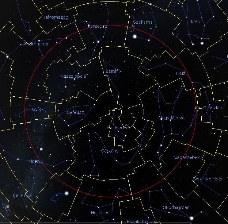 Északi cirkumpoláris* csillagképek Teljesen cirkumpolárisak Kis Medve Sárkány Cefeusz Kassziopeia Zsiráf Részben cirkumpolárisak Herkules Lant Hattyú Gyík Andromeda Perszeusz Szekeres Hiúz