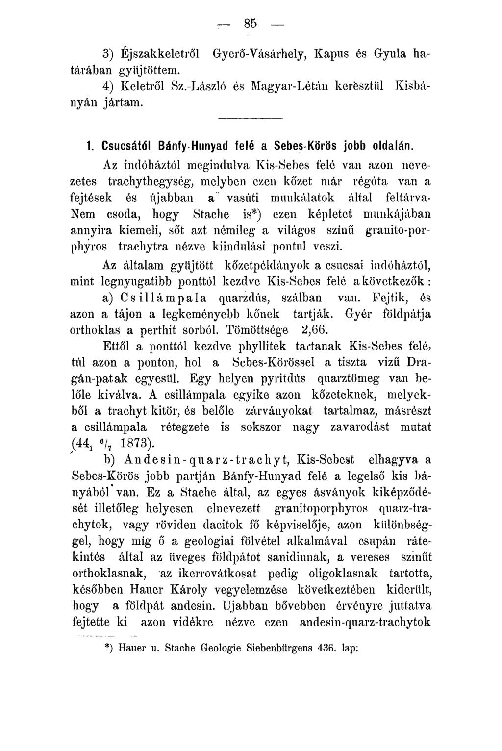 85 3) Éjszakkeletről Gy erő-vásárhely, Kapus és Gyula határában gyűjtöttem. 4) Keletről Sz.-László és Magyar-Létán keresztül Kisbányán jártam. 1.