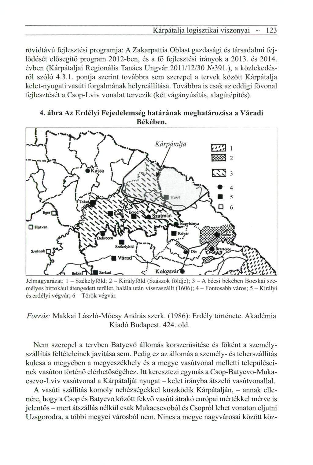 Kárpátalja logisztikai viszonyai ~ 123 rövidtávú fejlesztési programja: A Zakarpattia Oblast gazdasági és társadalmi fejlődését elősegítő program 2012-ben, és a fő fejlesztési irányok a 2013. és 2014.