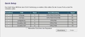 Das Anmeldefenster des Repeaters erscheint. Geben Sie den Standard Benutzernamen admin und das Standardpasswort 1234 ein. Klicken Sie auf OK. (Abbildung ähnlich) Es erscheint das Quick Setup Menü.