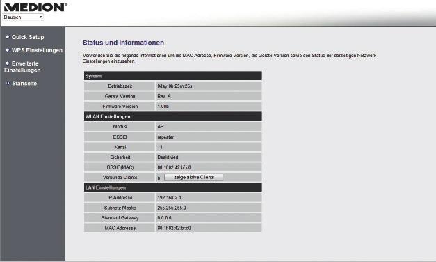 7.2.3. Anmeldung am Web-Interface Geben Sie die für die aktuell eingestellte Betriebsart gültige Managment-IP in Ihrem Browser ein. Das Anmeldefenster des Repeaters erscheint.