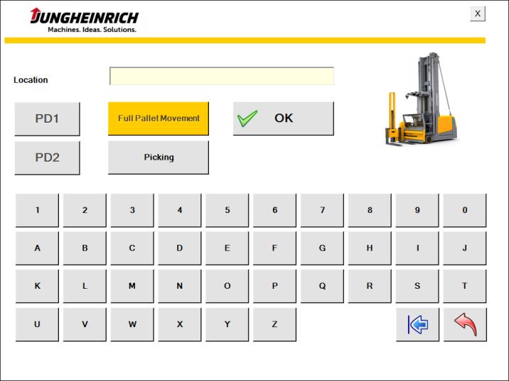 Logistics Interface kiválasztása 3-as verzió: Nyomógombos kialakítású GUI A grafikus felhasználói felület lehetővé teszi a tárolási hely kézi bevitelét.