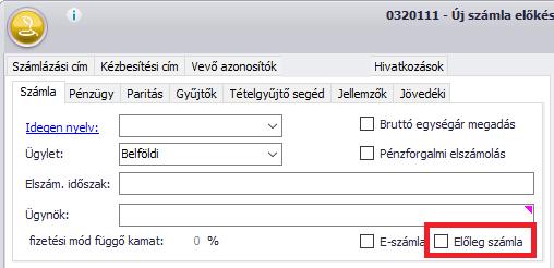 Tstel Meéjeéyzssbe bekerül az Előleé számla sorszáma ss tstelsorszáma.