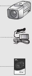 Felépítés 1. SOC-4030N/P nagy felbontású, nappali-éjszakai kamera beépített varifokális objektívvel 2. 12 V DC / 500 ma adapter 3.