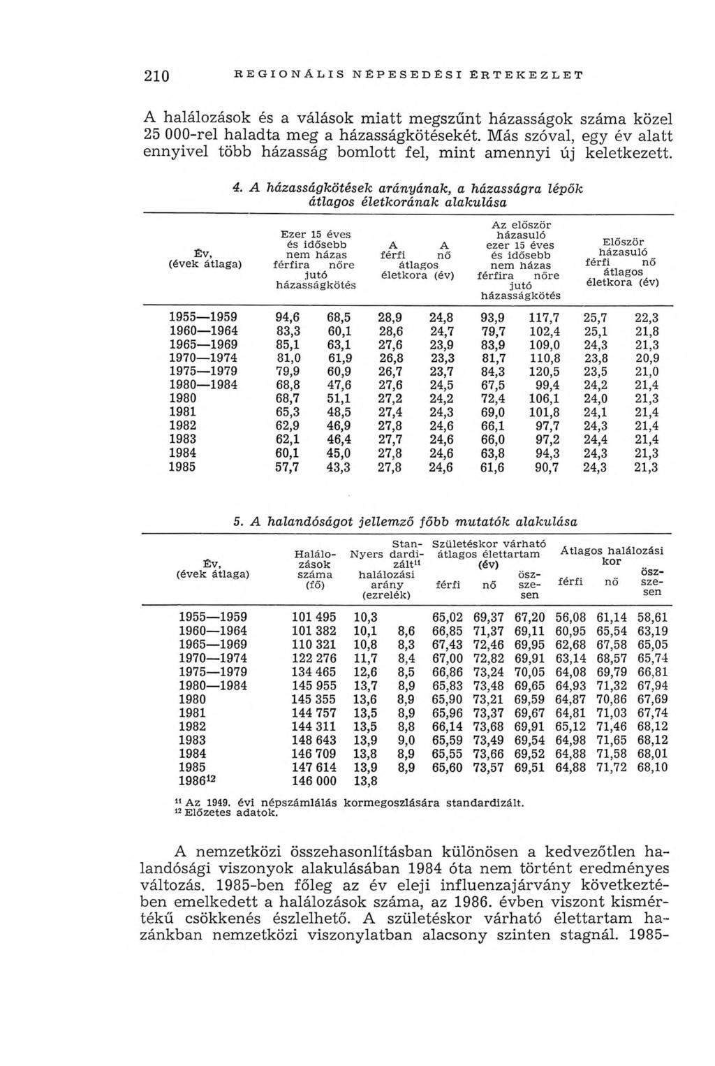 210 r e g i o n á l i s n é p e s e d é s i é r t e k e z l e t A halálozások és a válások miatt megszűnt házasságok száma közel 25 000-rel haladta m eg a házasságkötésekét.