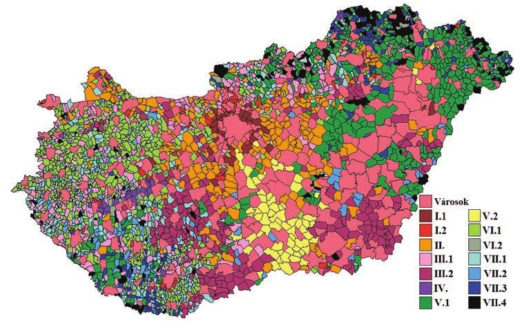 234 Tájak, régiók, települések térben és időben 1. ábra Magyarország falutípusai a 2006-os vizsgálat alapján Forrás: Beluszky sikos T.