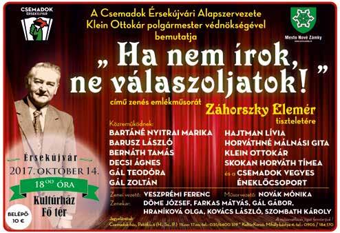 / Jó pohár mustot / ittam. A helyes megfejtőink közül a 2+2 db belépőt a KultúrKorzó október 8-iki Kern András: Kellékes c. előadására Kővágó Mária és Ostrožlík Silvia nyerte. Gratulálunk. R. 1.